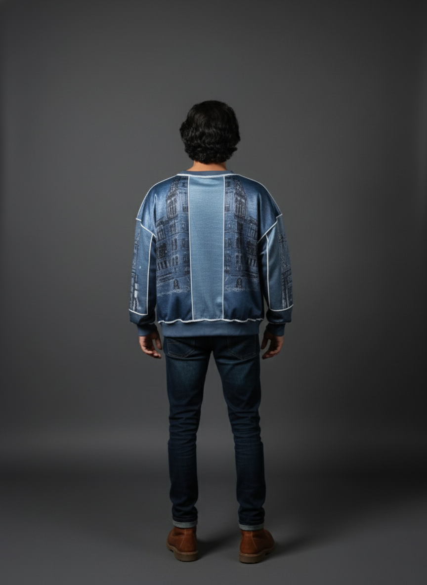 Cityscape Patchwork Printed Sweatshirt