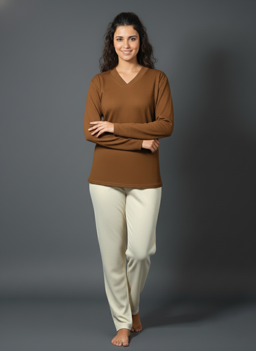 WINTER FULL SLEEVE JACKART SHIRTS UNISEX BROWN