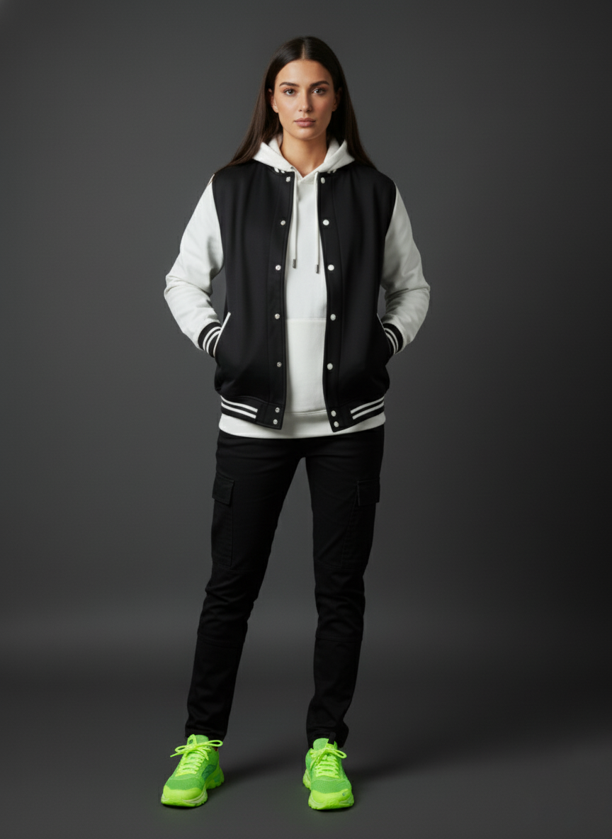 baseball black Fleece varsity jacket