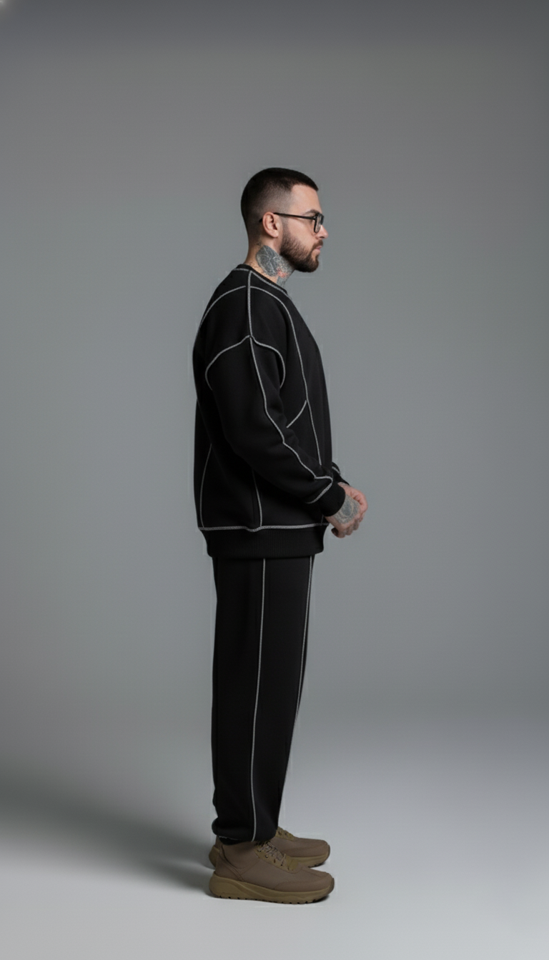 Baggy Sweat Shirt Black Unisex