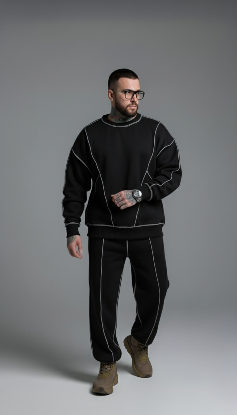 Baggy Sweat Shirt Black Unisex