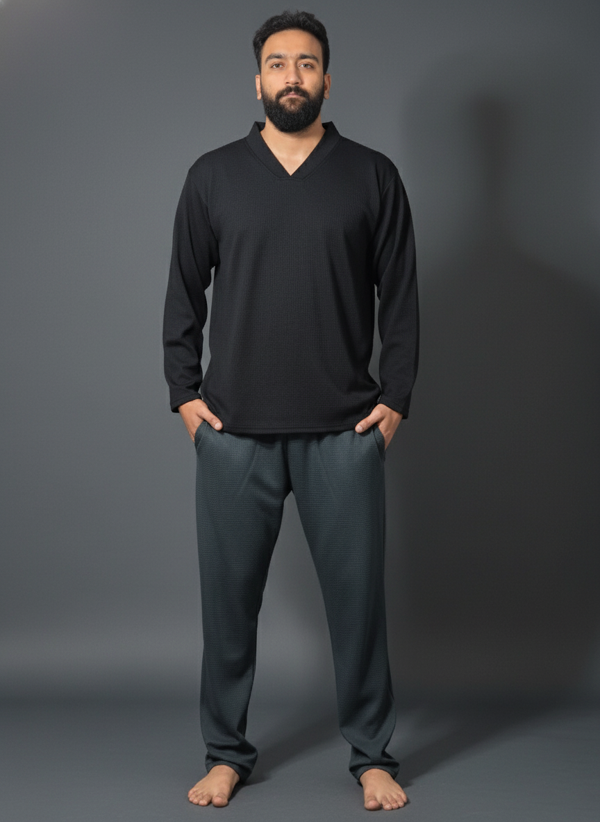 WINTER FULL SLEEVE JACKART SHIRTS UNISEX BLACK