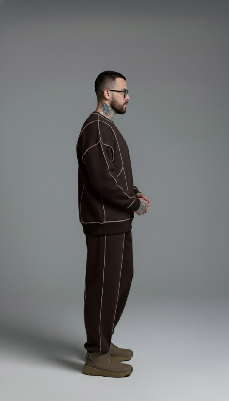 Baggy Sweat Shirt Brown Unisex