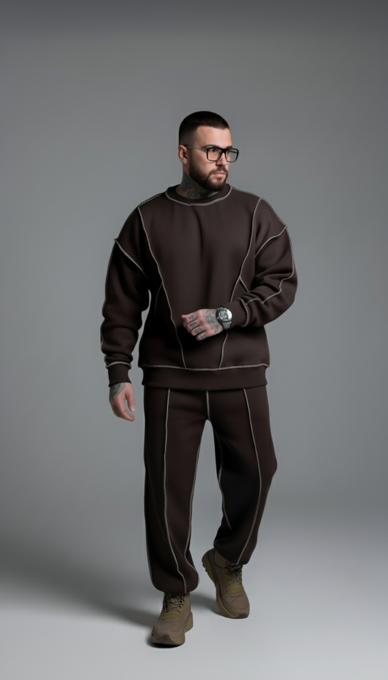 Baggy Sweat Shirt Brown Unisex