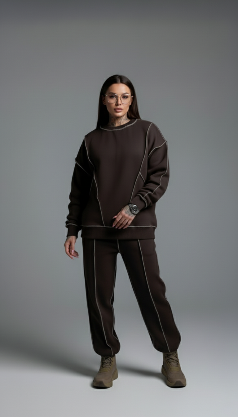 Baggy Sweat Shirt Brown Unisex