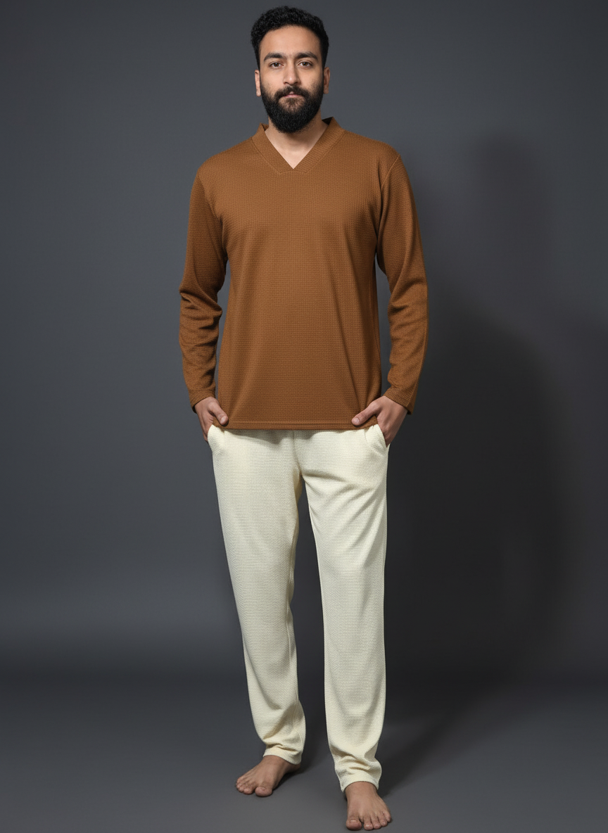 WINTER FULL SLEEVE JACKART SHIRTS UNISEX BROWN