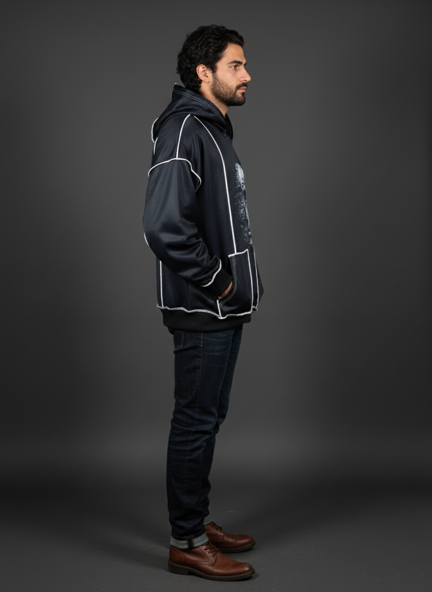 Black cyborg Baggy Hoodie