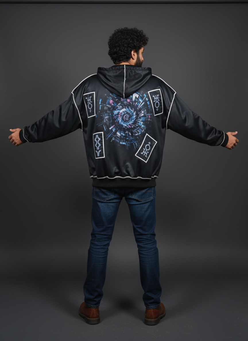 Black cyborg Baggy Hoodie