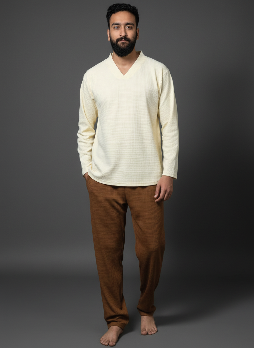 WINTER FULL SLEEVE JACKART SHIRTS UNISEX BIEGE