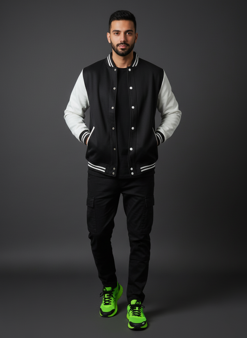 baseball black Fleece varsity jacket