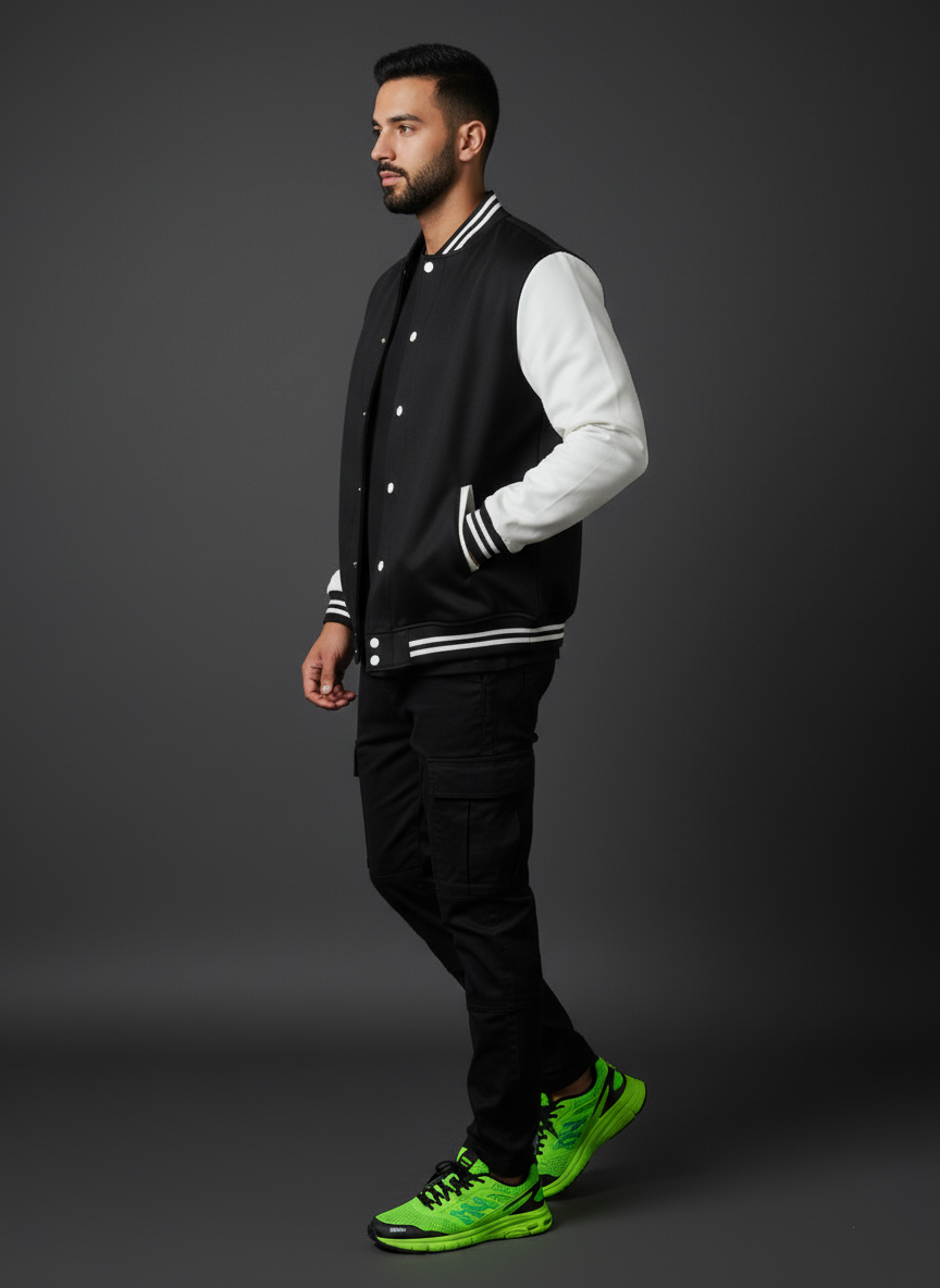 baseball black Fleece varsity jacket