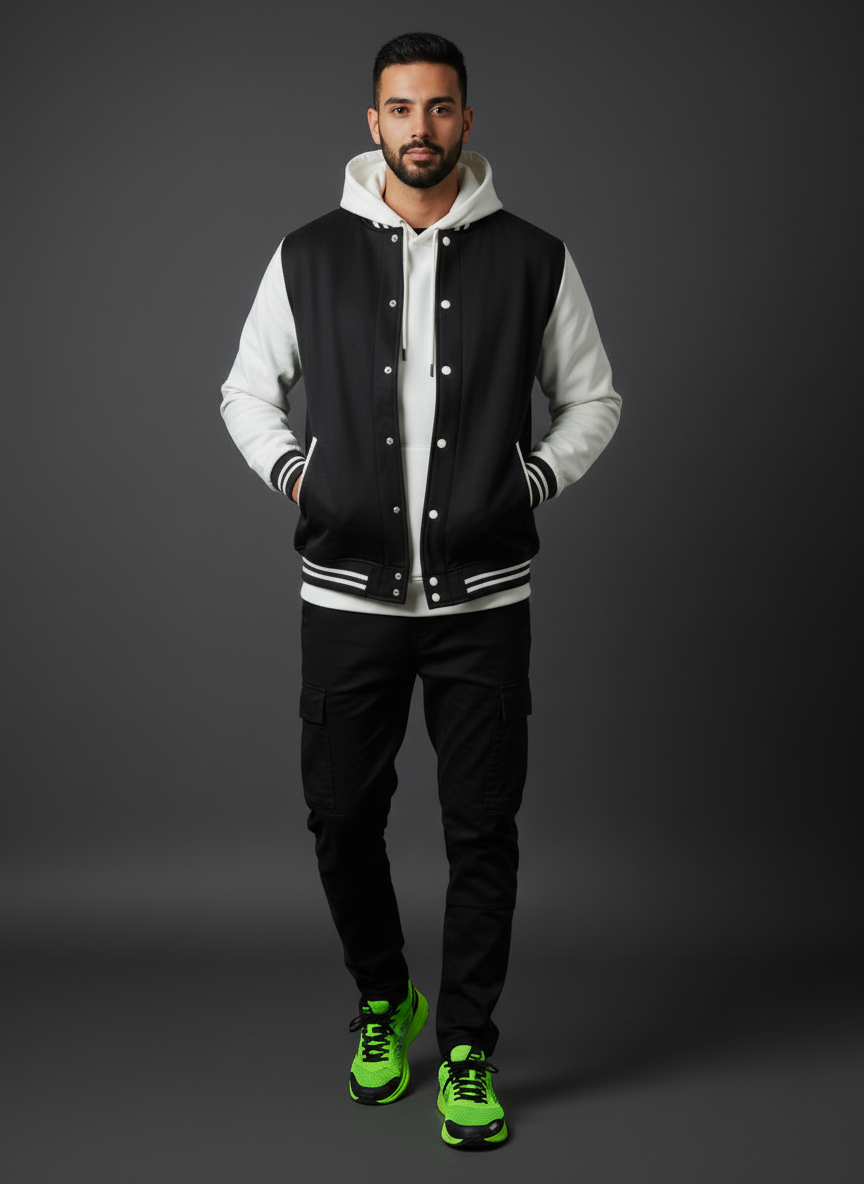 baseball black Fleece varsity jacket