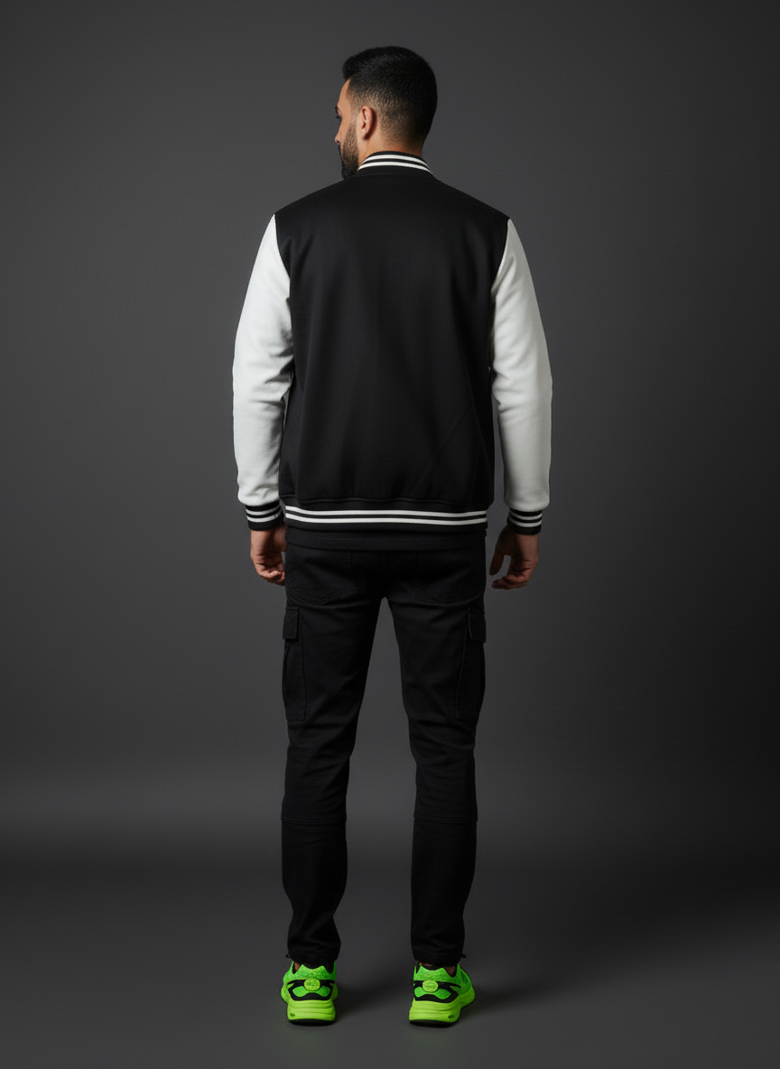 baseball black Fleece varsity jacket